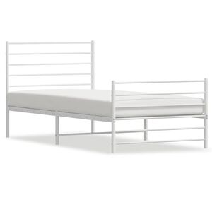 vidaXL Bedframe met hoofd- en voeteneinde metaal wit 100x190 cm