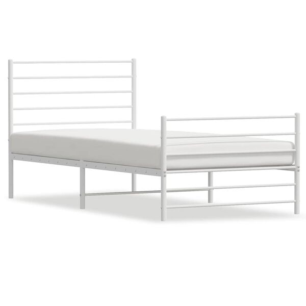 vidaXL Bedframe met hoofd- en voeteneinde metaal wit 100x190 cm
