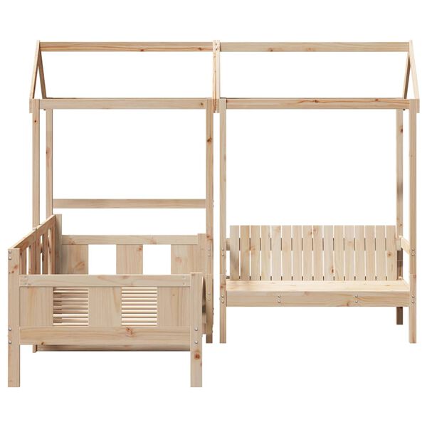 vidaXL Kinderbed met huisje en bankje massief grenenhout 90x190 cm
