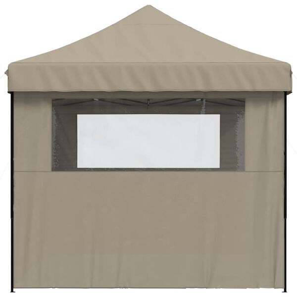vidaXL Partytent inklapbaar pop-up met 3 zijwanden taupe