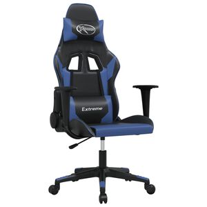 vidaXL Massage gamestoel kunstleer zwart en blauw