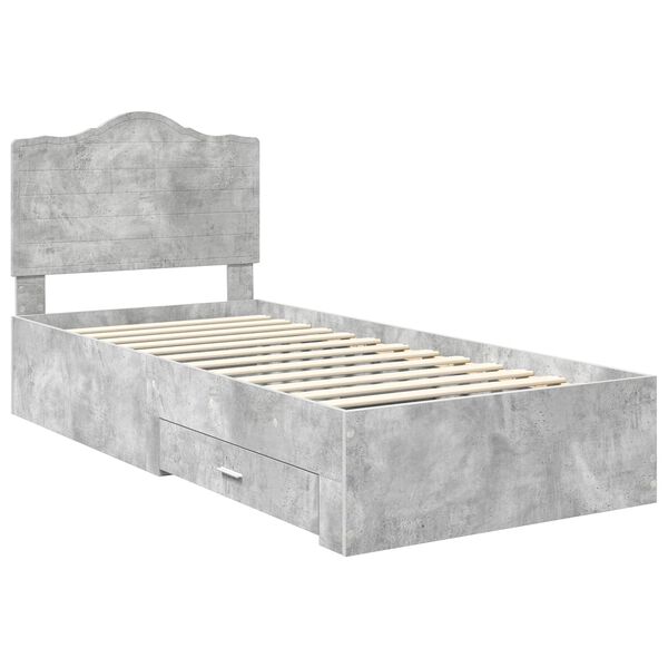 vidaXL Bedframe met hoofdeinde Beton Grijs 90 x 200 cm Bewerkt hout