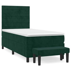 vidaXL Boxspring met matras fluweel donkergroen 80x200 cm