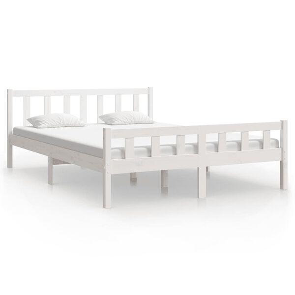 vidaXL Bedframe massief hout wit 150x200 cm