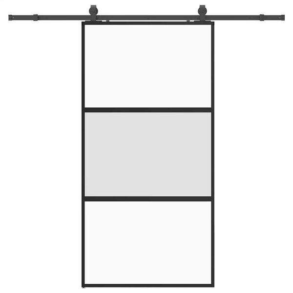vidaXL Schuifdeur met beslagset 102,5x205 cm gehard glas zwart