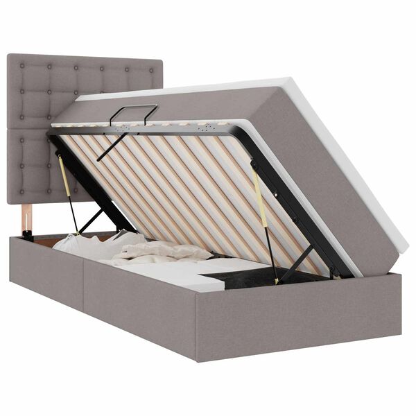 vidaXL Opslag bed met matras met matras Taupe 100 x 200 cm Polyester