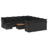vidaXL 13-delige Loungeset met kussens poly rattan zwart