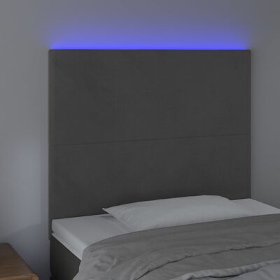 vidaXL Hoofdbord LED 80x5x118/128 cm fluweel donkergrijs