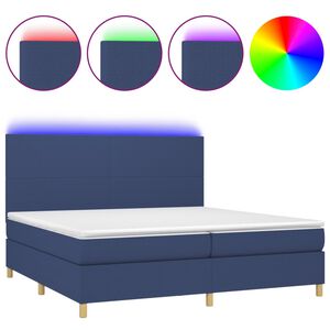 vidaXL Boxspring met matras en LED stof blauw 200x200 cm