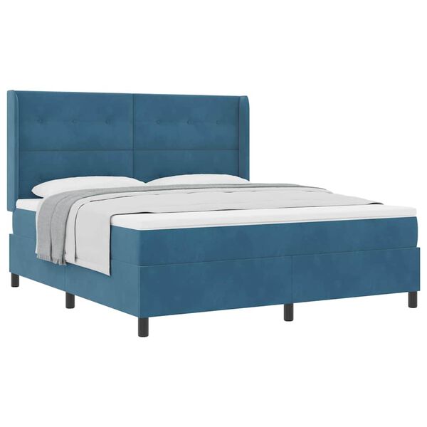 vidaXL Boxspring bed met hoofdeinde Blauw 180 x 200 cm Fluweel