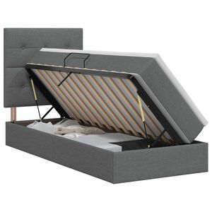 vidaXL Opslag bed met matras met opslag Donkergrijs 100 x 200 cm Stof