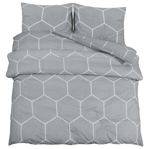 vidaXL Dekbedovertrekset 225x220 cm katoen grijs en wit