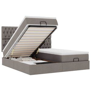vidaXL Ottoman bed met matrassen en LED's 180x200cm stof taupe
