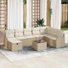 vidaXL Tuin Sofa Set met kussen met opslag 9 pcs Beige Poly riet