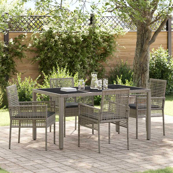vidaXL Tuin eettafelset 5 pcs Grijs poly rattan