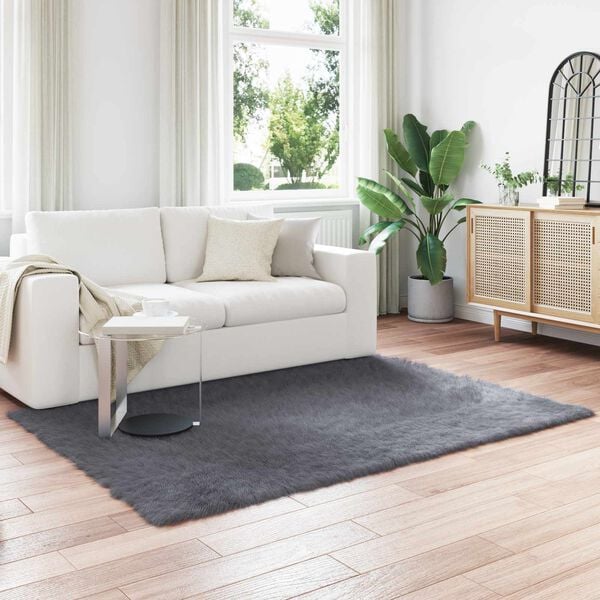 vidaXL Nep Schapenvacht Tapijt Tafalla Antraciet 140 x 200 cm