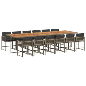 vidaXL 13-delige Tuinset met kussens poly rattan grijs