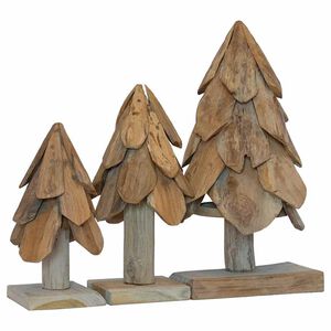 vidaXL Kerstboom 3 st Bruin 40 cm Massief teakhout