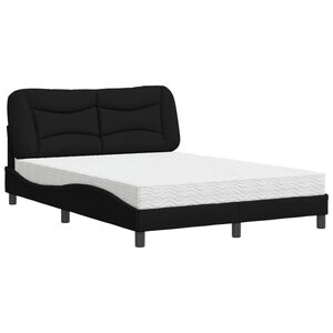 vidaXL Bed met matras "Hvar" stof zwart 140x190 cm
