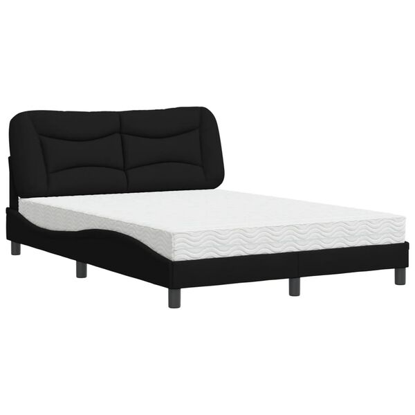 vidaXL Bed met matras "Hvar" stof zwart 140x190 cm