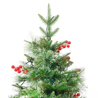 vidaXL Kerstboom met LED's en dennenappels 195 cm PVC en PE groen