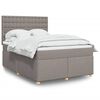vidaXL Boxspring met matras stof taupe 160x200 cm