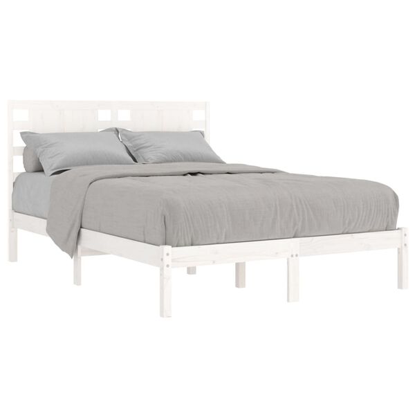 vidaXL Bedframe massief hout wit 120x190 cm