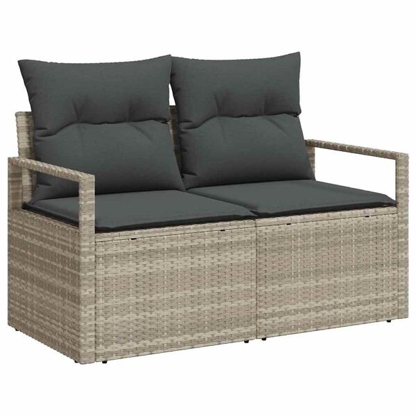vidaXL Tuin Sofa Set met kussen 9 pcs Lichtgrijs poly rattan