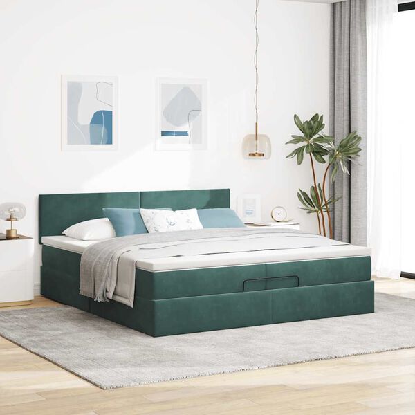 vidaXL Ottoman bed met matrassen en LED's 200x200cm fluweel