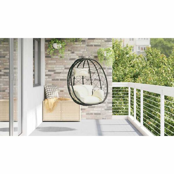 vidaXL Hangende ei-stoel Crèmewit 91.5 x 60 x 110 cm poly rattan