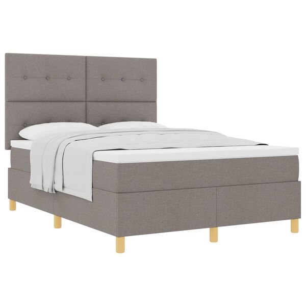 vidaXL Boxspringbed met matras met hoofdeinde Taupe 140 x 200 cm Stof