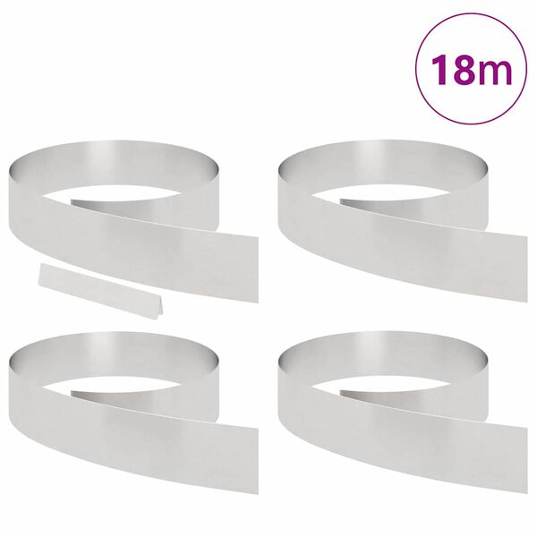 vidaXL Tuinrand 4 pcs Zilver 450 x 0.05 x 15 cm Roestvrij staal