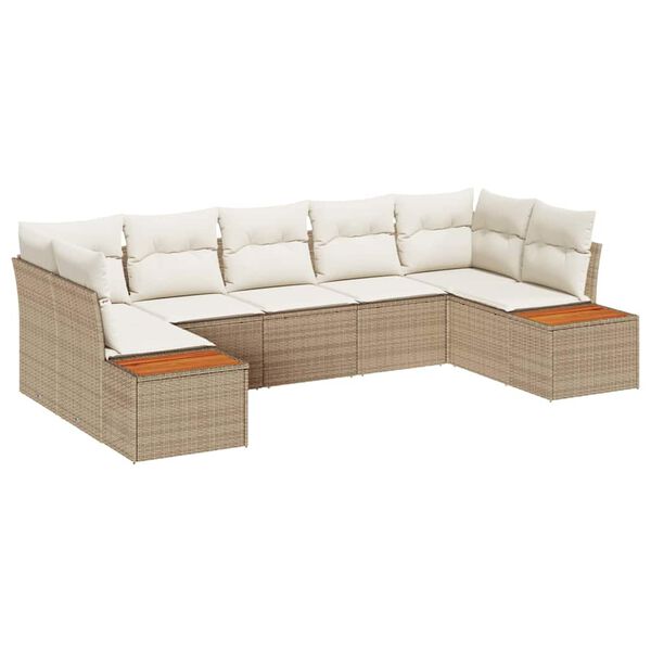 vidaXL Tuin Sofa Set met kussen 7 pcs Beige poly rattan