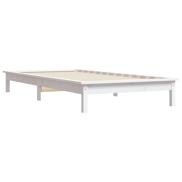 vidaXL Bedframe massief grenenhout wit 90x200 cm