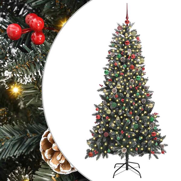 vidaXL Kunstkerstboom met 300 LED Groen 210 cm PVC en Plastic en Staal