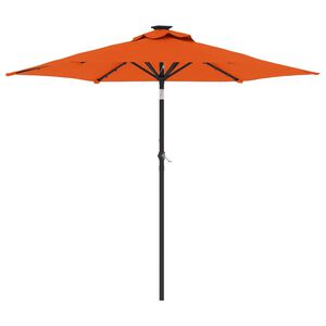 vidaXL Parasol met LED's en stalen paal 225x225x212 cm terracotta