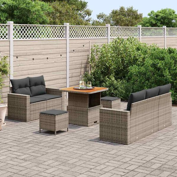 vidaXL Tuin Sofa Set 8 pcs Grijs Poly rattan en gepoedercoat staal