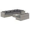 vidaXL 8-delige Loungeset met kussens poly rattan grijs