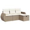 vidaXL 4-delige Loungeset met kussens poly rattan beige