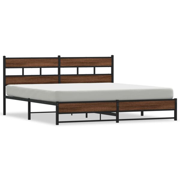 vidaXL Bedframe zonder matras metaal bruin eikenkleur 180x200 cm