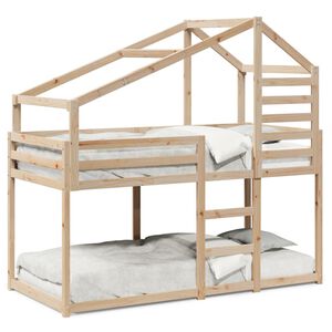 vidaXL Stapelbed met dak massief grenenhout 80x200 cm