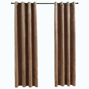 vidaXL Gordijn verduisterend met ringen 2 st 140x175 cm fluweel beige