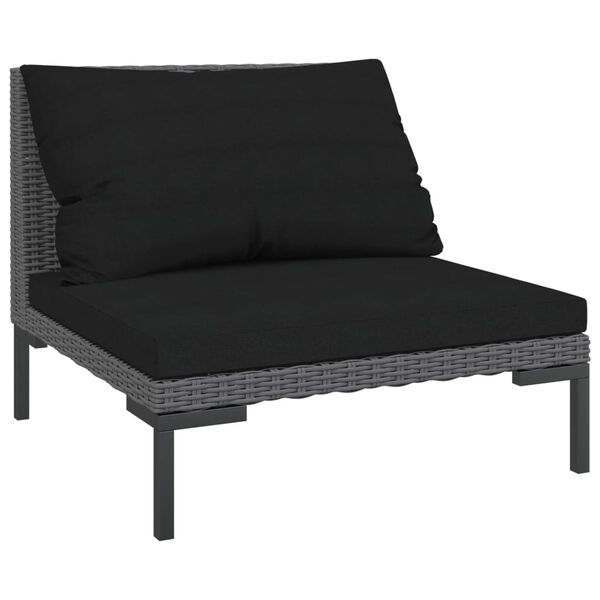 vidaXL 7-delige Loungeset met kussens poly rattan donkergrijs