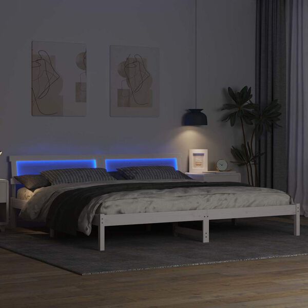 vidaXL Bedframe met hoofdeinde Wit 200 x 200 cm Massief grenenhout