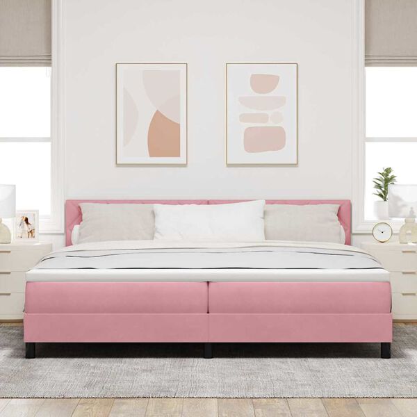 vidaXL Boxspringbed met matras Roze 200 x 200 cm Fluweel