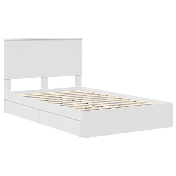 vidaXL Opslag bed met hoofdeinde Wit 120 x 190 cm Bewerkt hout