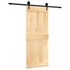 vidaXL Schuifdeur Naturel en Zwart 85 x 210 cm Massief Grenenhout