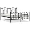 vidaXL Bedframe met hoofd- en voeteneinde metaal zwart 140x190 cm