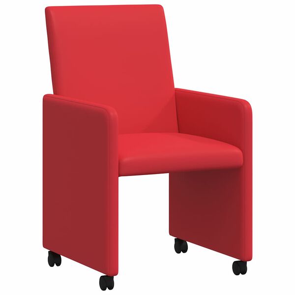 vidaXL Dining Stoelen met Wielen 2 pcs Rood 57 x 66 x 94 cm Kunstleer