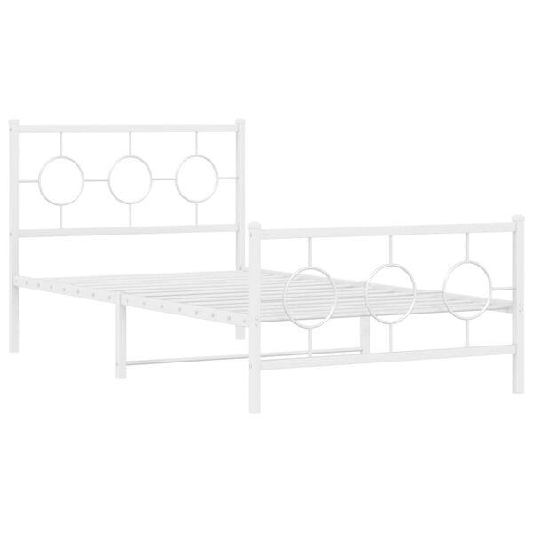 vidaXL Bedframe met hoofd- en voeteneinde metaal wit 100x190 cm